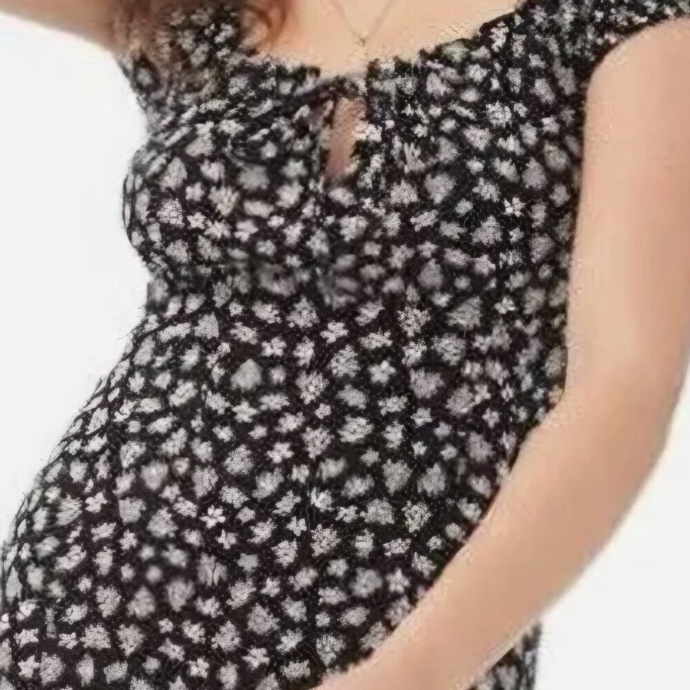 Aeropostale linen floral boho on/off shoulder Peasant fairy mini dress XL